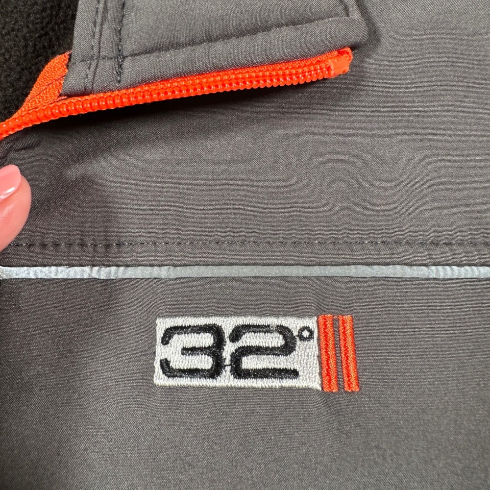 32 Degrees Softshell Jacket Kids Size 7 Grey Orange Weatherproof Fleece Lined - Picture 4 of 10